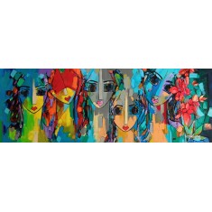Noshi, 12 x 36 Inch, Acrylic on Canvas, Figurative Painting, AC-NOS-029